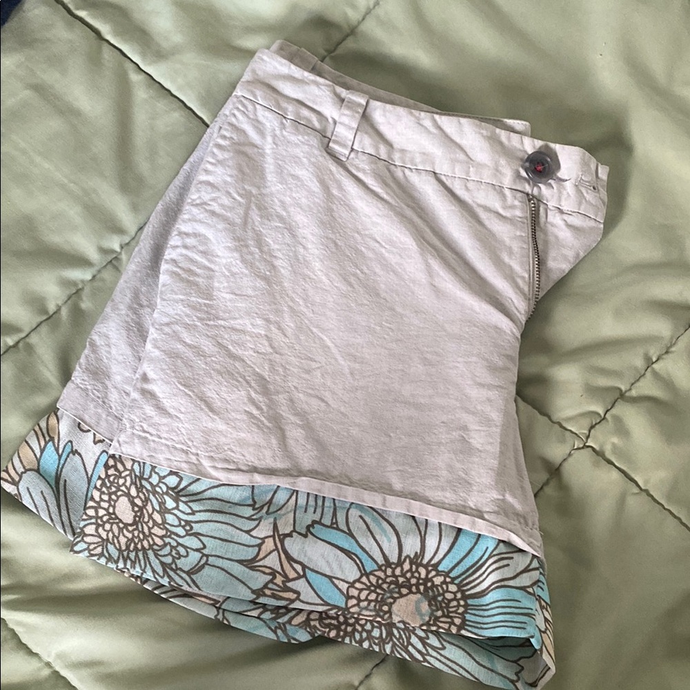 Linen shorts purpleish - Floral Trim M